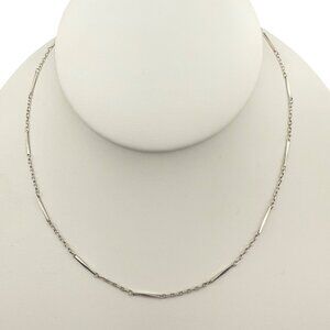 Crown Trifari Silver Tone Bar Link Chain Necklace Elegant Minimalist Design 15 I